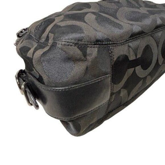 Coach Maggie Shoulder Bag Optic Op Art Signature Black on Black Hobo Purse 15757 - Picture 13 of 16